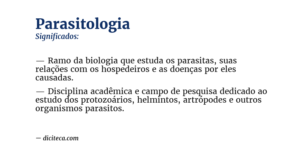 Significado de parasitologia