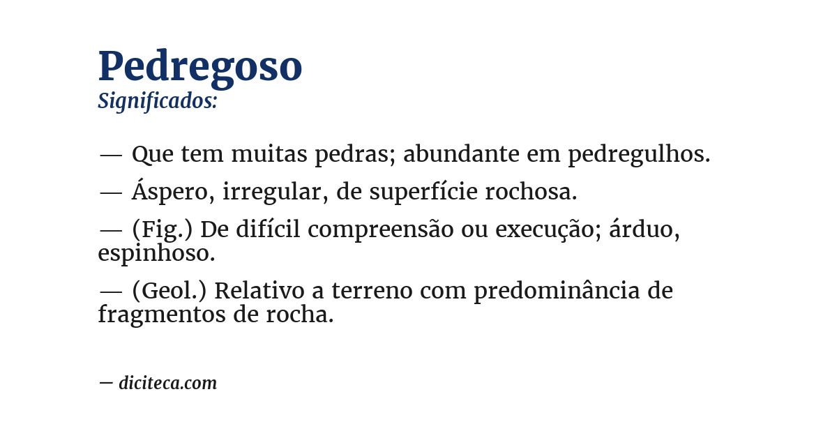 Significado de pedregoso