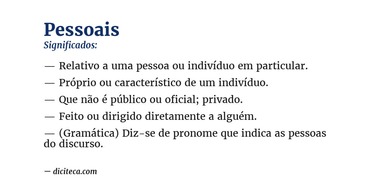Significado de pessoais
