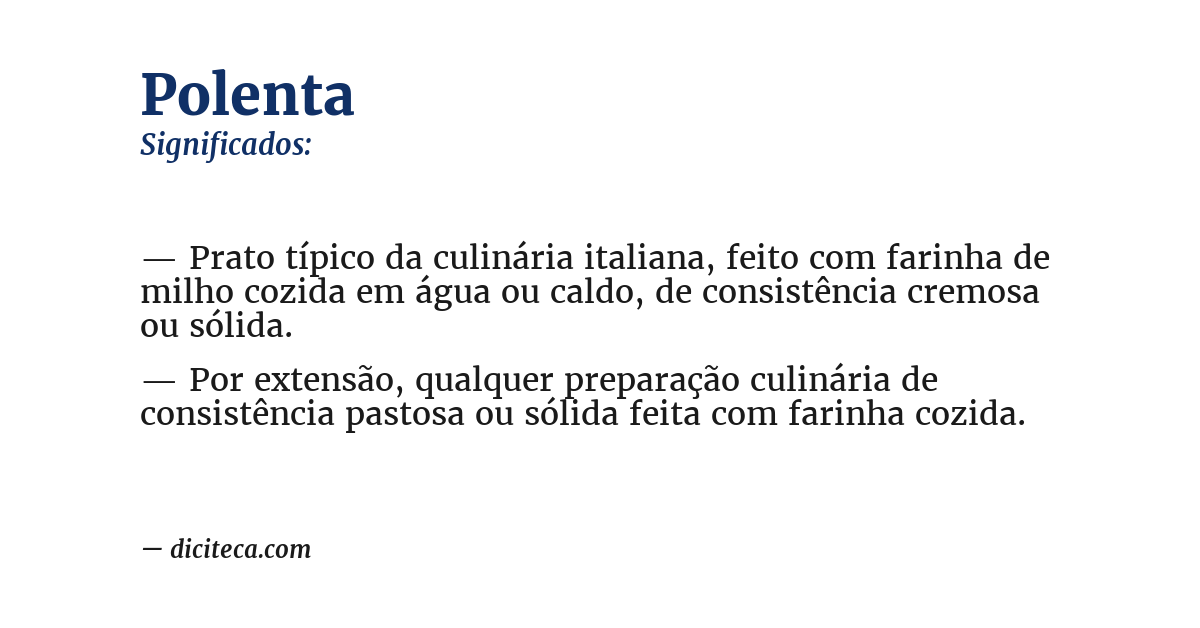 Significado de polenta