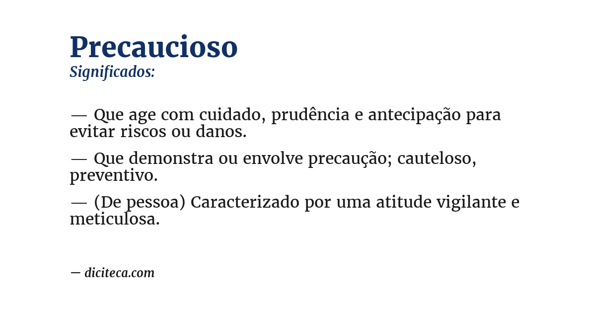 Significado de precaucioso