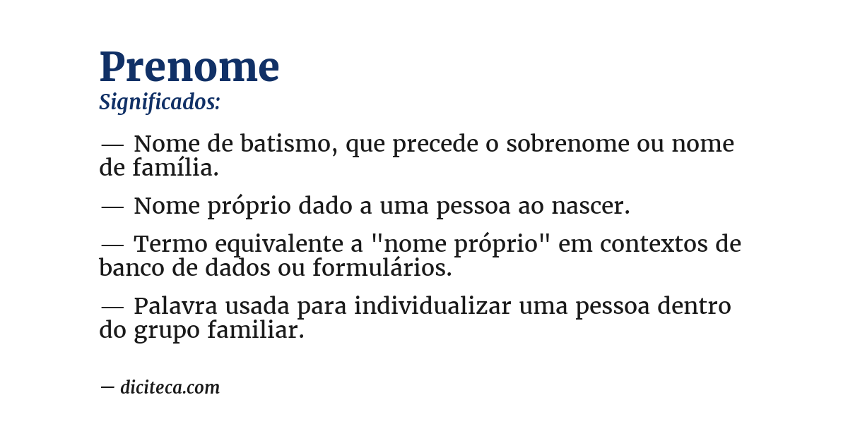 Significado de prenome