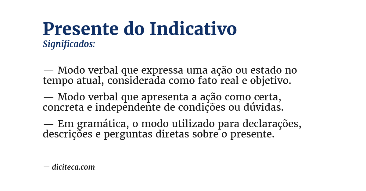 Significado de presente do indicativo