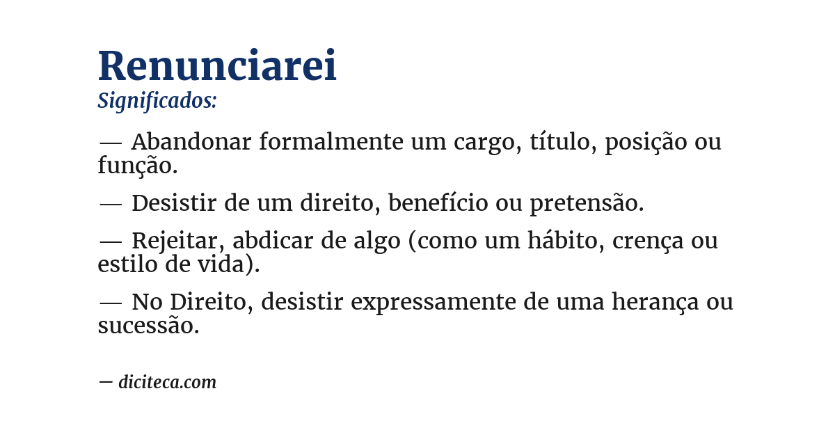 Significado de renunciarei