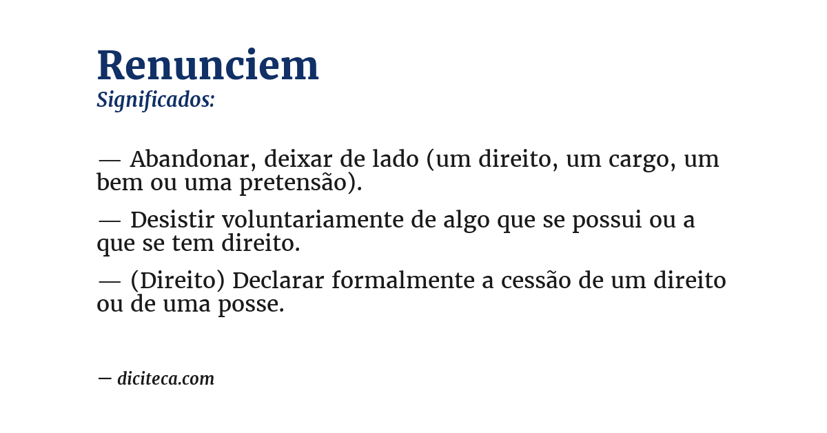 Significado de renunciem