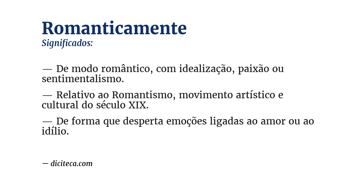 Significado de romanticamente