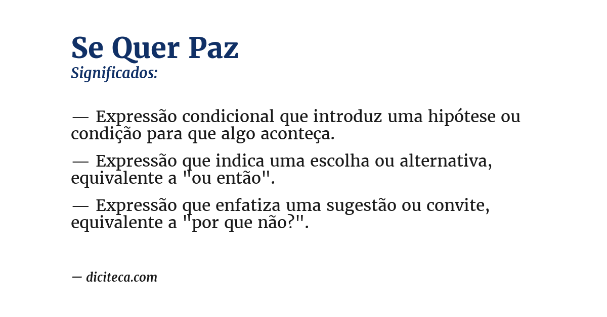 Significado de se quer paz