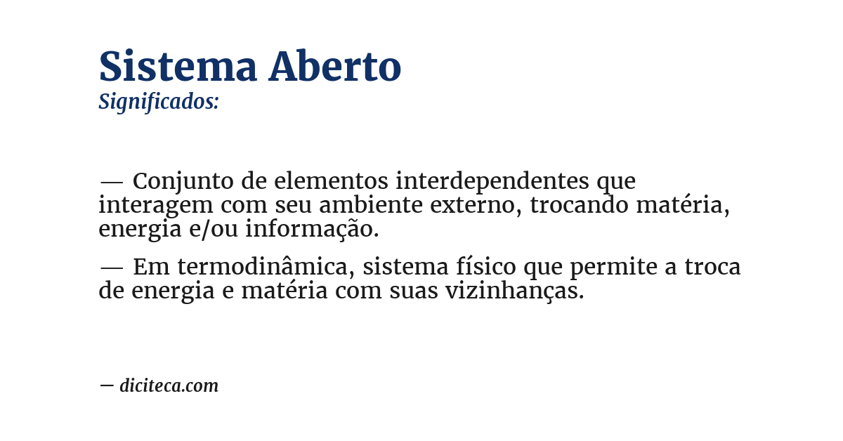 Significado de sistema aberto