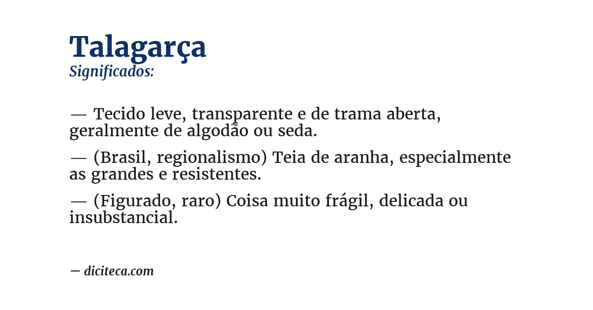 Significado de talagarça