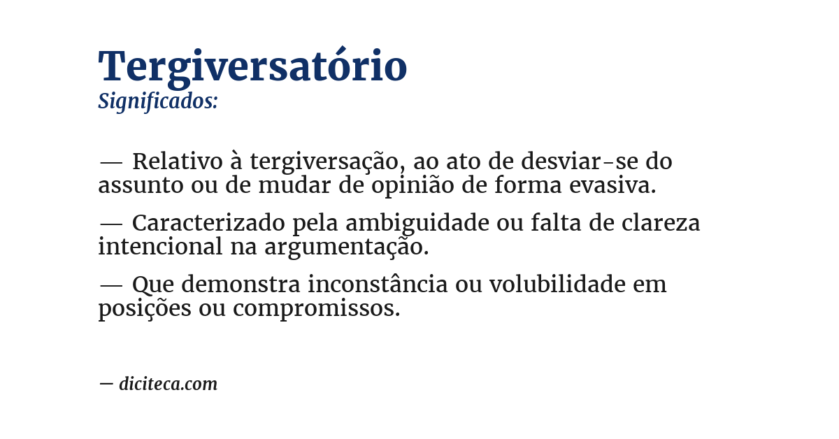 Significado de tergiversatório
