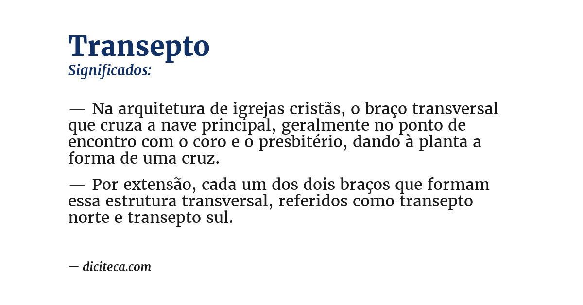 Significado de transepto