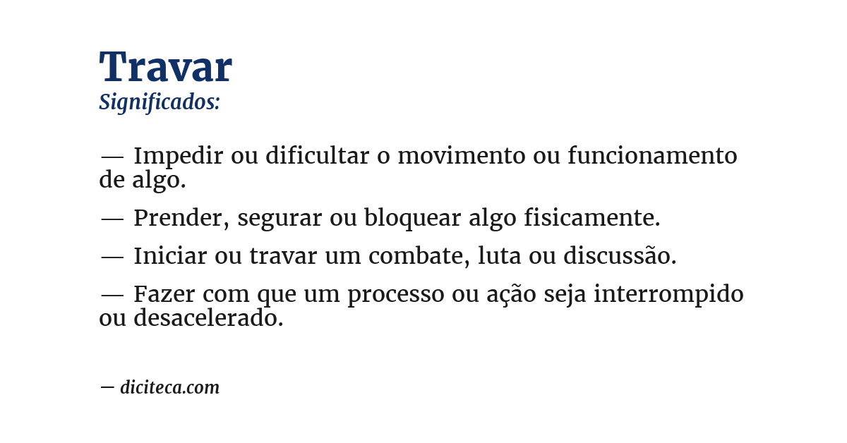 Significado de travar