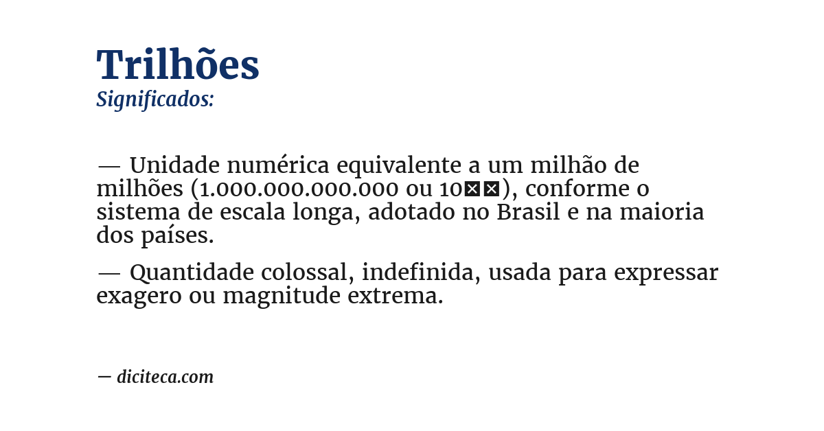 Significado de trilhões