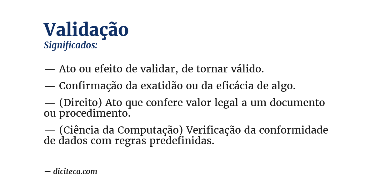 Significado de validação