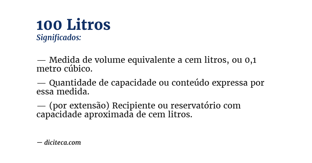 Significado de 100 litros