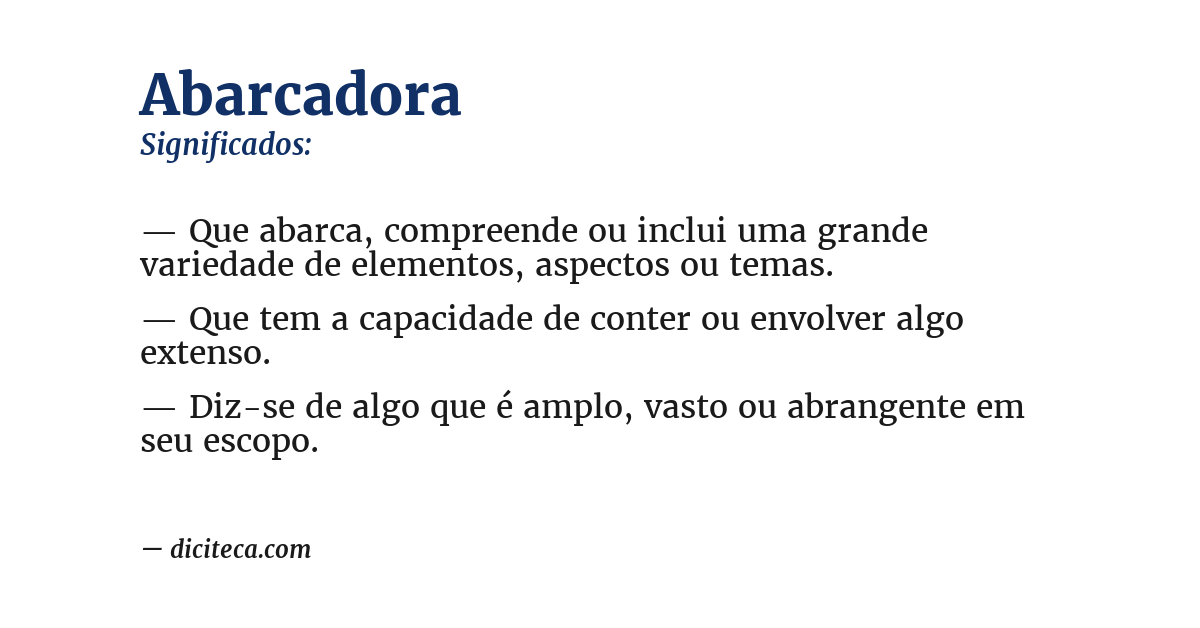Significado de abarcadora