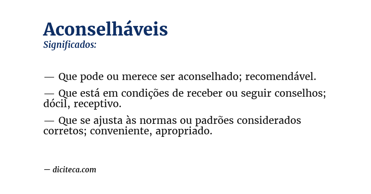 Significado de aconselháveis