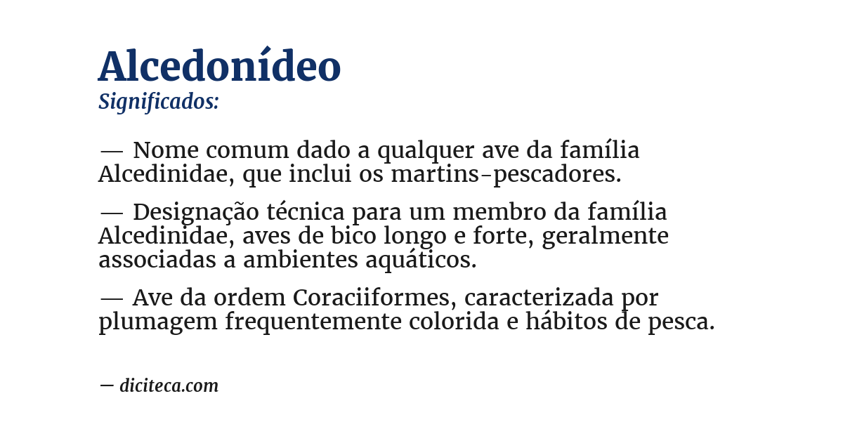 Significado de alcedonídeo