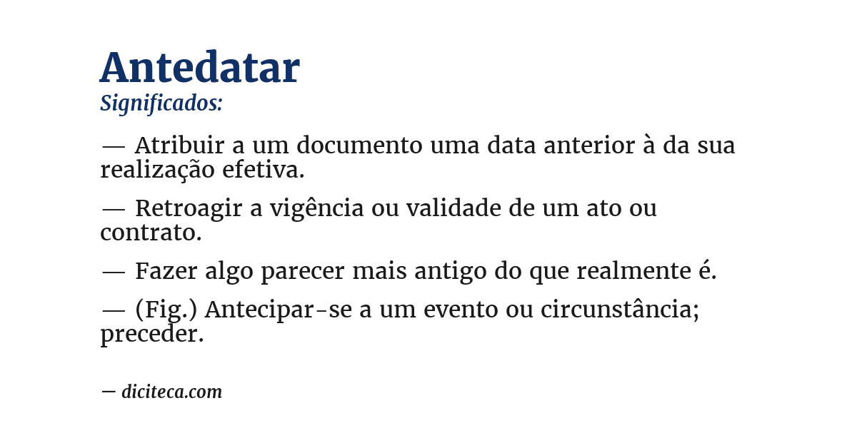 Significado de antedatar