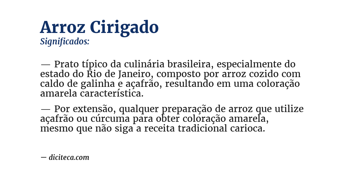 Significado de arroz cirigado