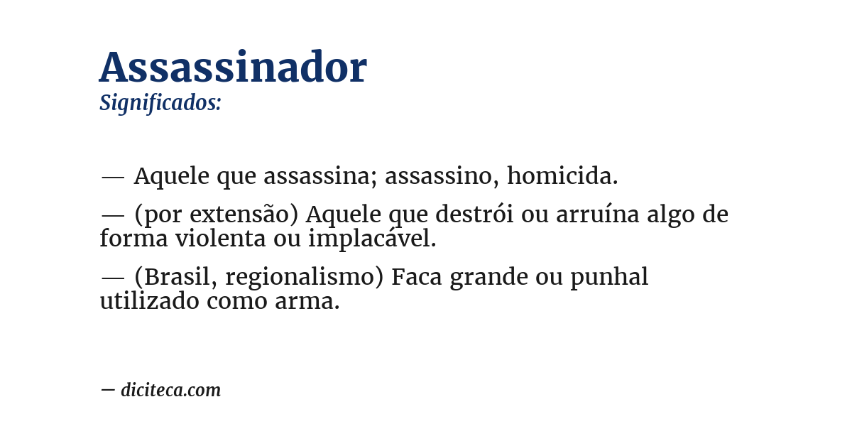 Significado de assassinador