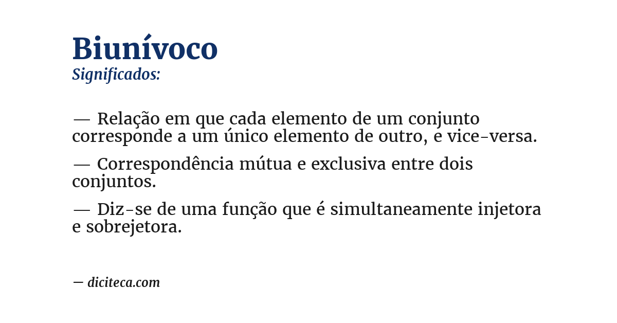 Significado de biunívoco