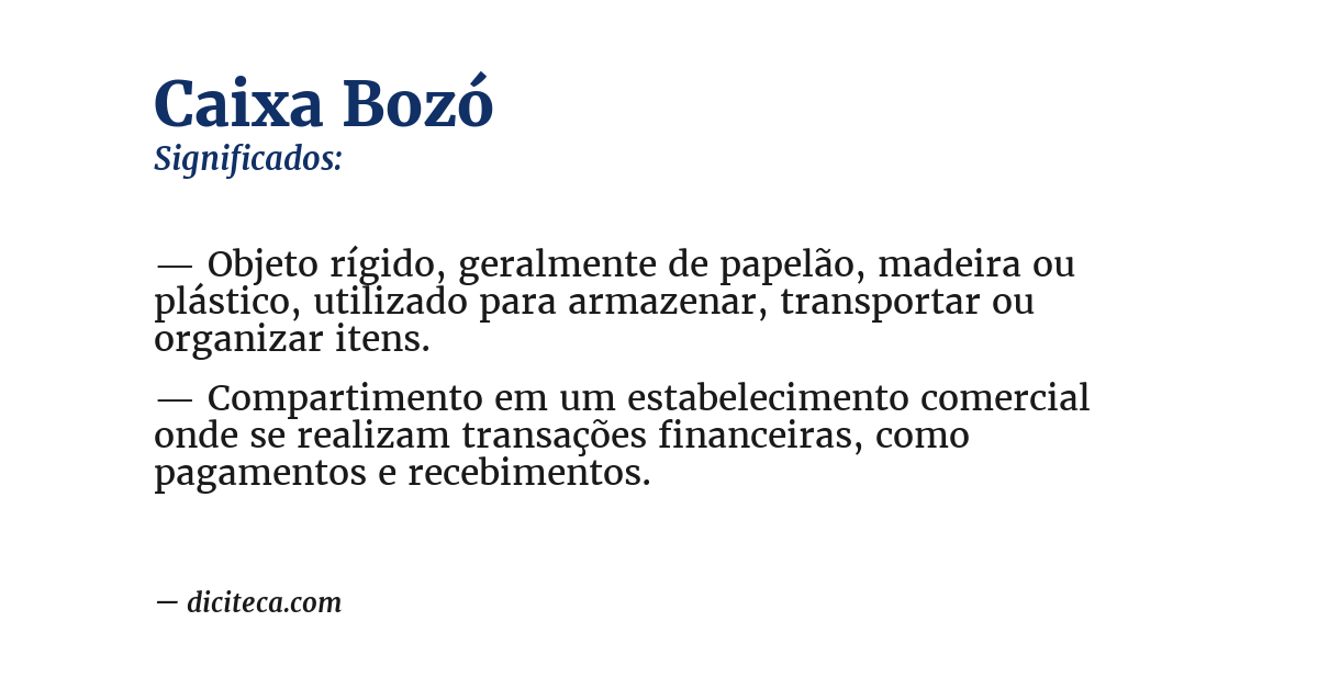 Significado de caixa bozó