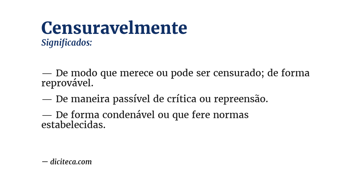 Significado de censuravelmente