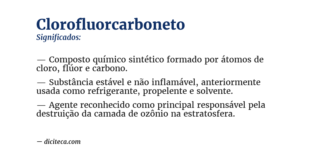 Significado de clorofluorcarboneto