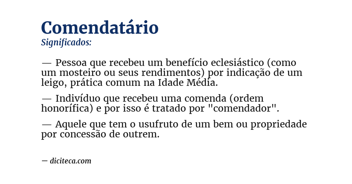 Significado de comendatário