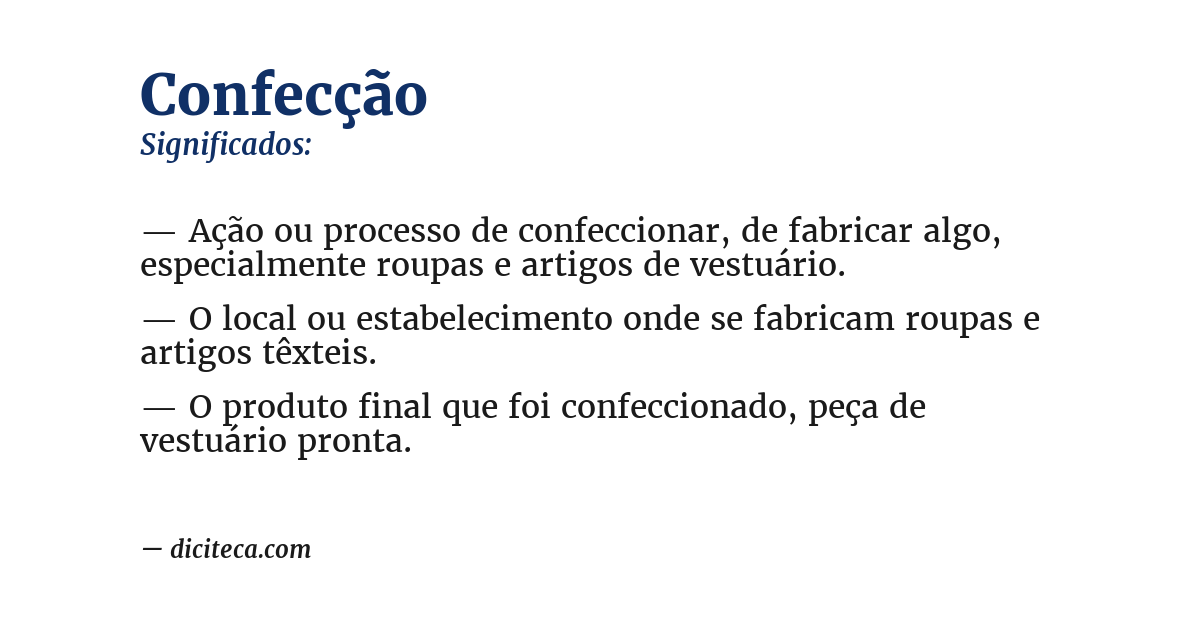 Significado de confecção