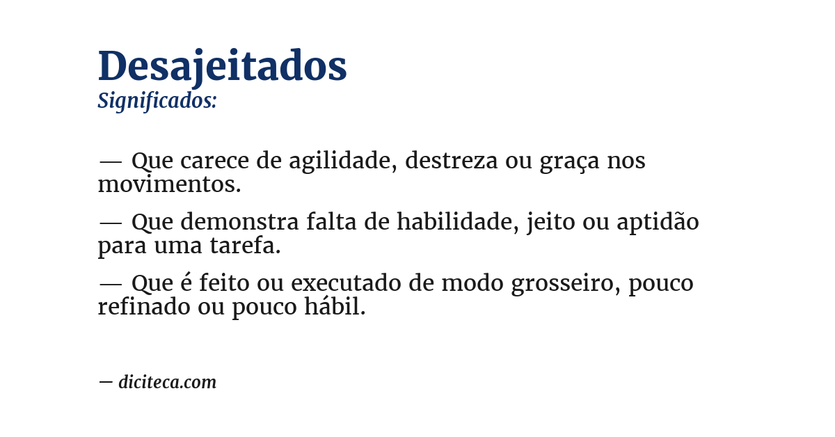 Significado de desajeitados