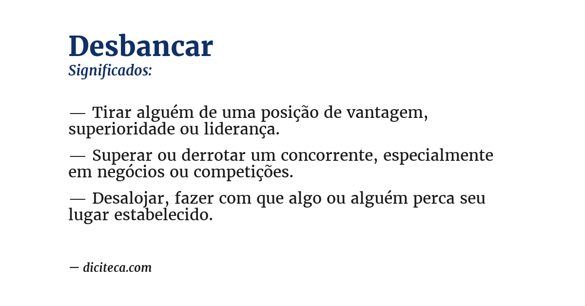 Significado de desbancar
