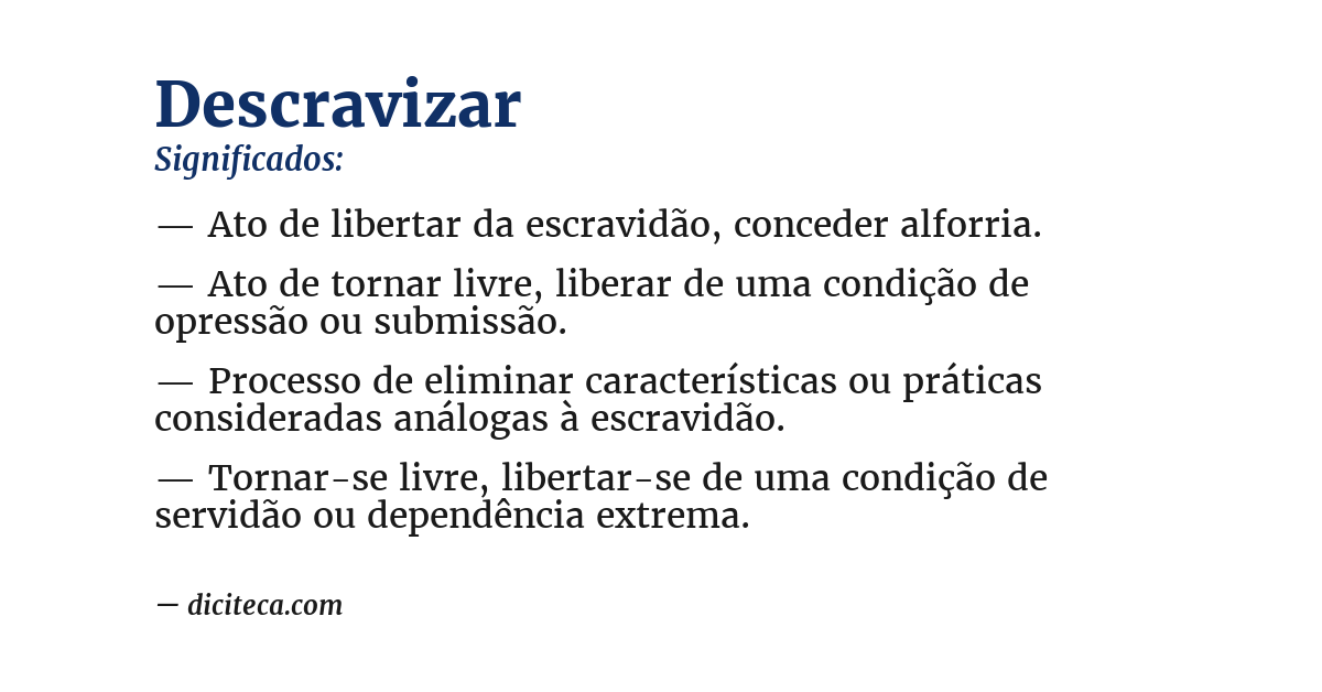 Significado de descravizar