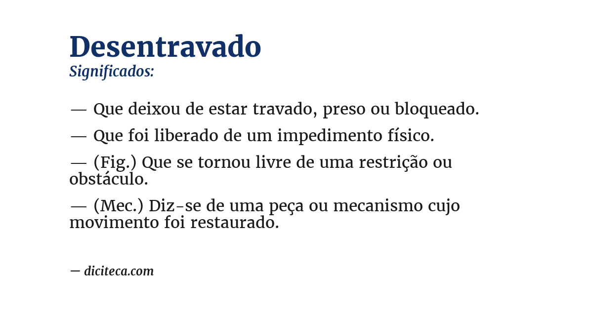 Significado de desentravado