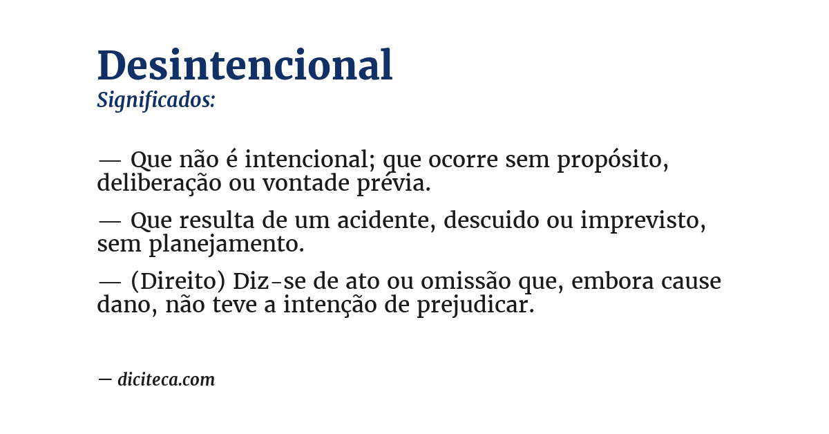 Significado de desintencional