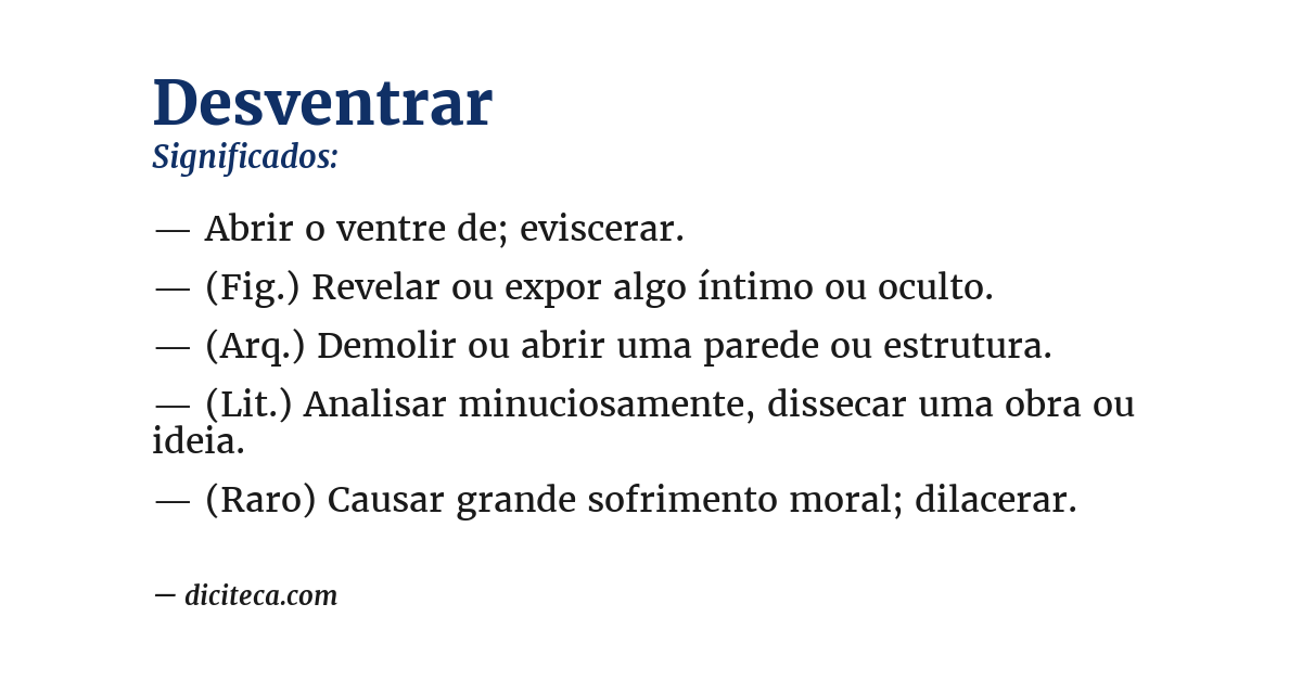Significado de desventrar
