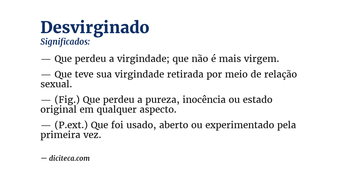 Significado de desvirginado