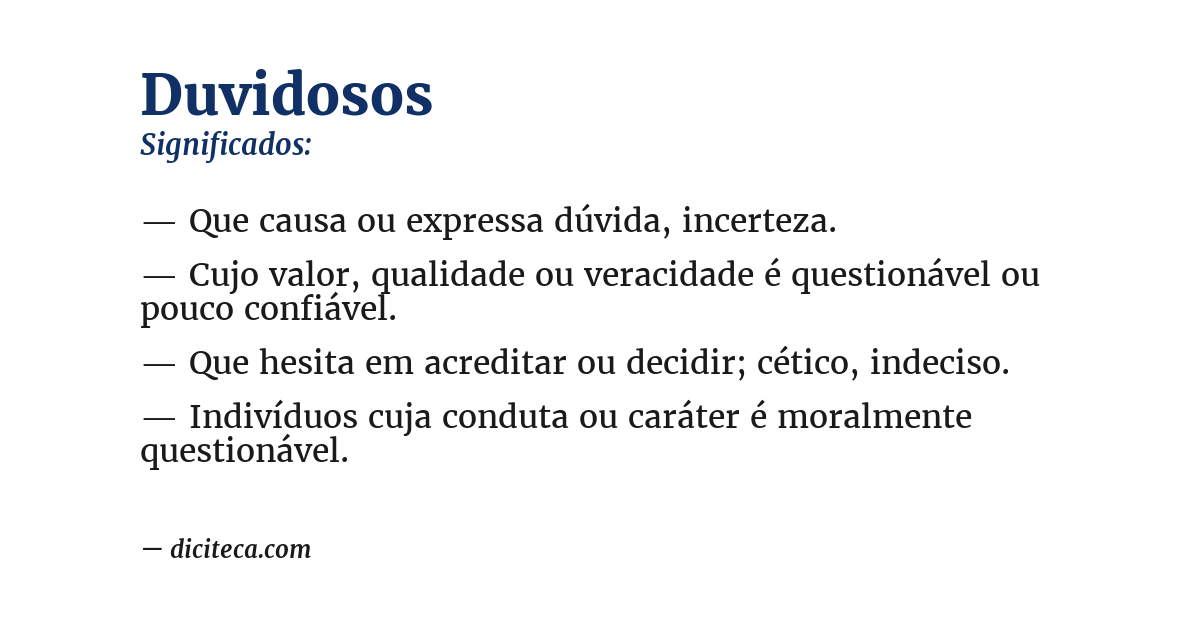 Significado de duvidosos