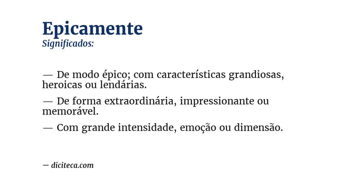 Significado de epicamente