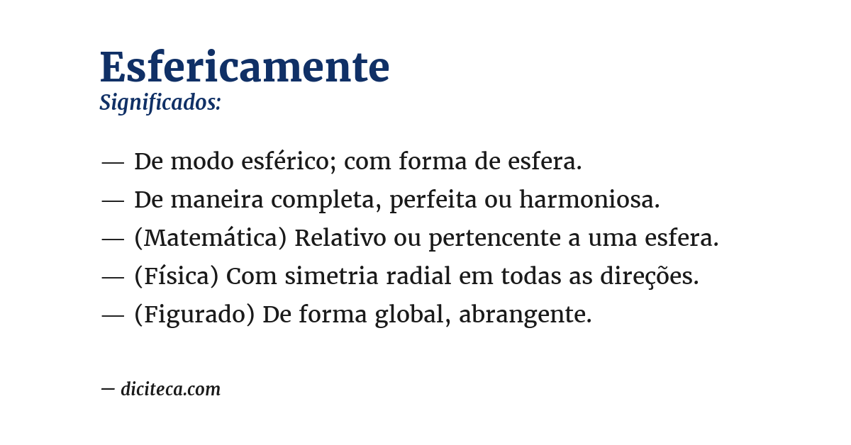 Significado de esfericamente