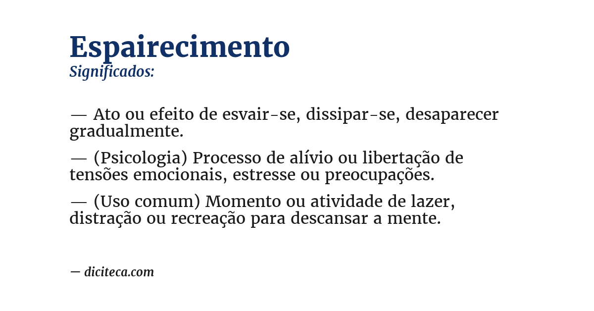 Significado de espairecimento