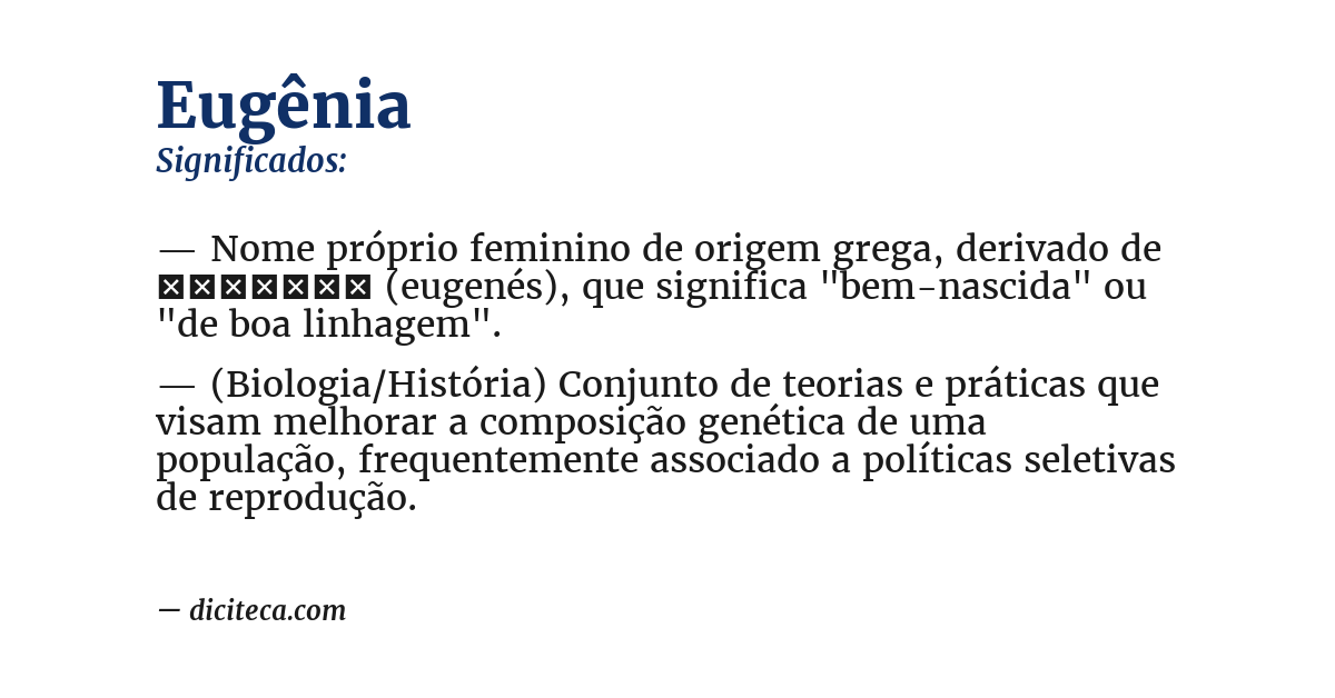 Significado de eugênia