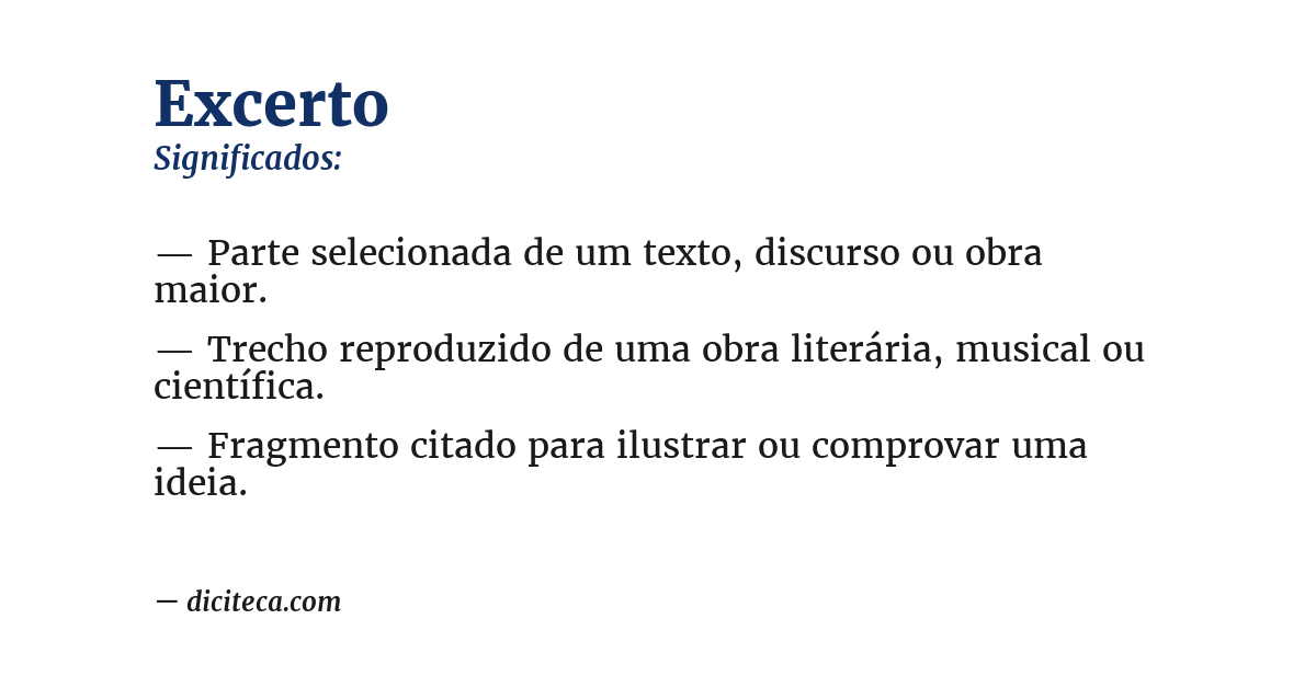 Significado de excerto