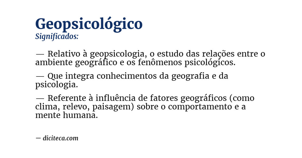 Significado de geopsicológico