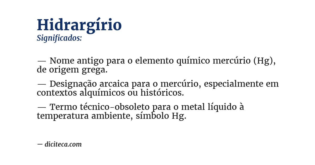 Significado de hidrargírio