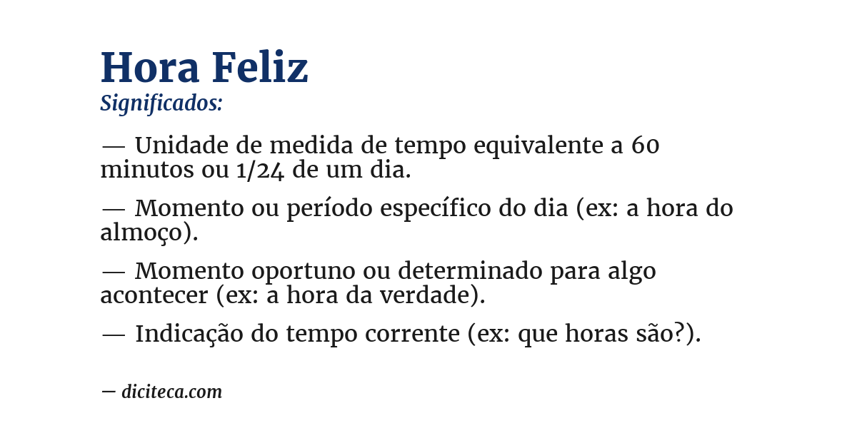 Significado de hora feliz