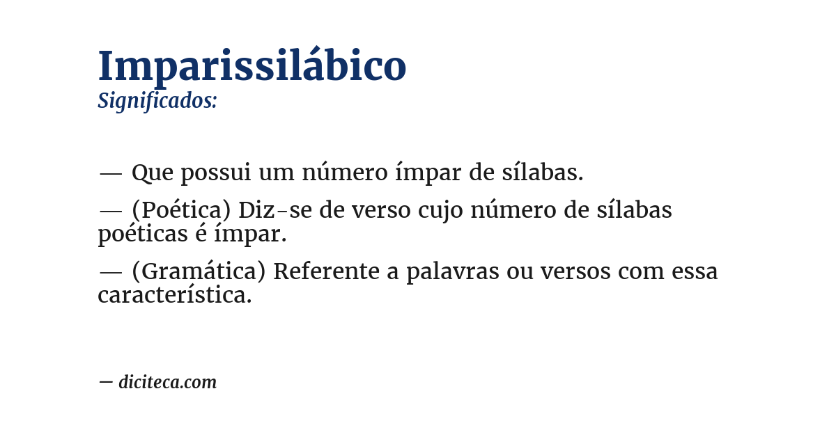 Significado de imparissilábico