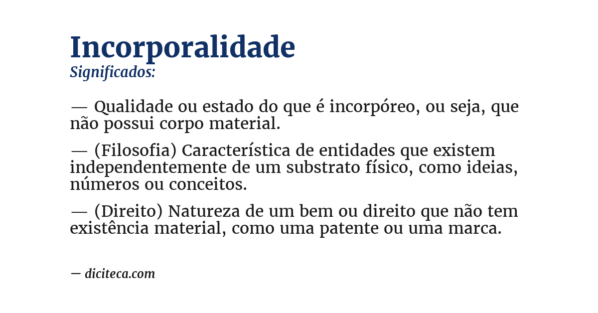 Significado de incorporalidade