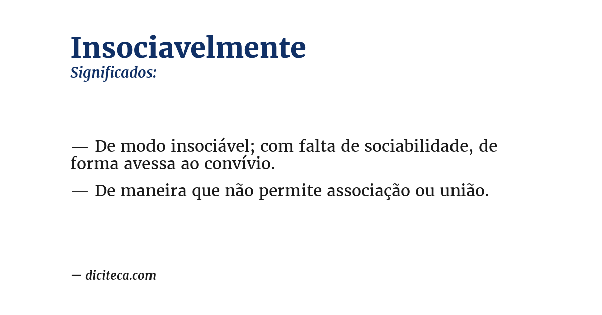Significado de insociavelmente